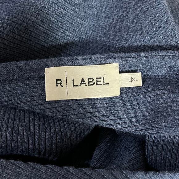 R Label Womens Ribberd Blue 3/4 Sleeve Sweater Size L/XL - Picture 8 of 9